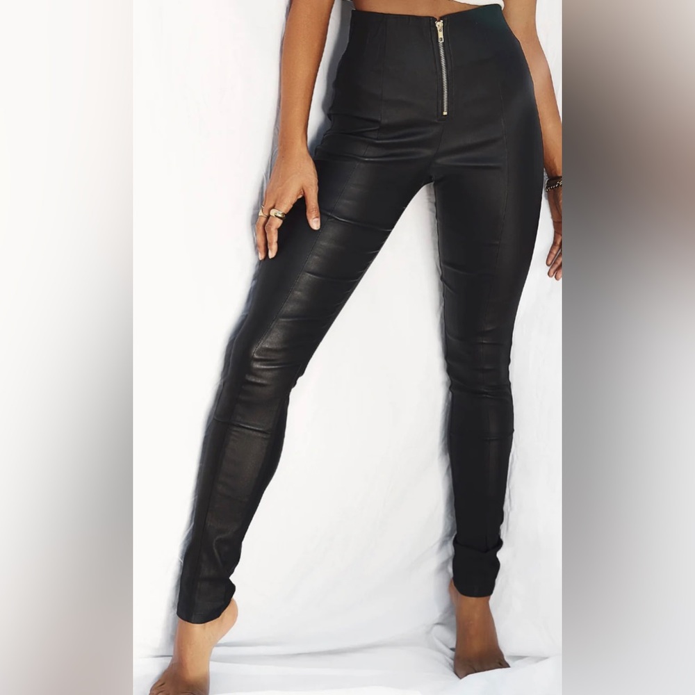 All things golden faux leather pants